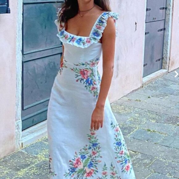 Zimmermann Floral Print Midi Length Dress - Size S - Picture 2 of 8